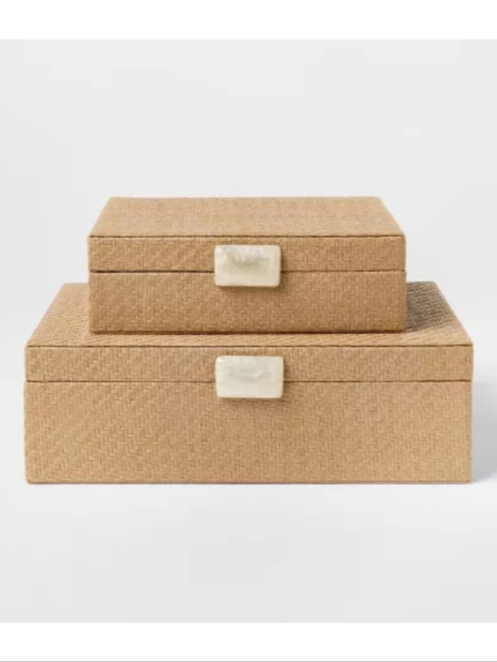 (Large & Small) Woven Decorative Box Tan - Threshold™ designed with Studio McGee